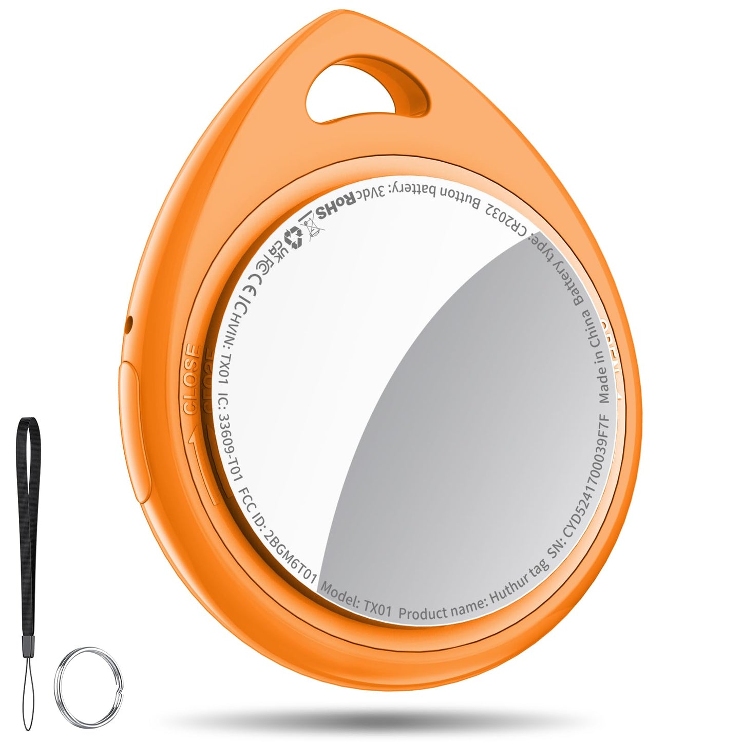 Tracker Tag 1 Pack Orange, 5.3 Bluetooth Tracker Work with Apple Find My (iOS Only), 100dB Sound, Smart Tag with Keychain/Lanyar