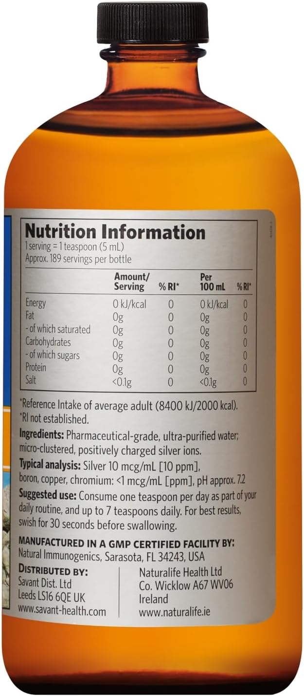 Sovereign Silver Bio-Active Silver Hydrosol for Immune Support, Colloidal-Silver Liquid, 10 ppm, 32oz (946mL) Family Size