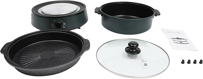 4L/4.2Qt Electric Hot Pot,Portable Electric Pan 1350W,Non-Stick Electric Skillet 1-5 People,Multi-Cooker for Parties, Barbecues,Camping,Travel (Green)