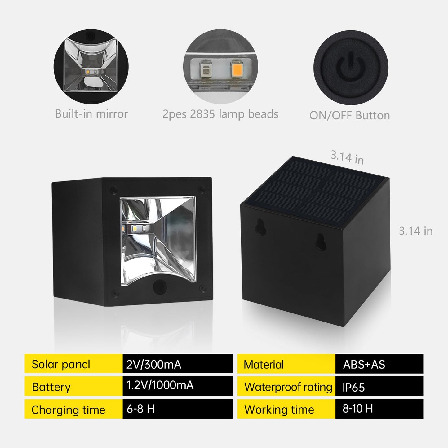 Solar Wall Lights Outdoor Waterproof Dusk To Dawn Solar Fence Light Ip65 Led Square Modern With Warm White & Rgb Modes Lighting For Yard Patio Deck House Numbers 4 Pack