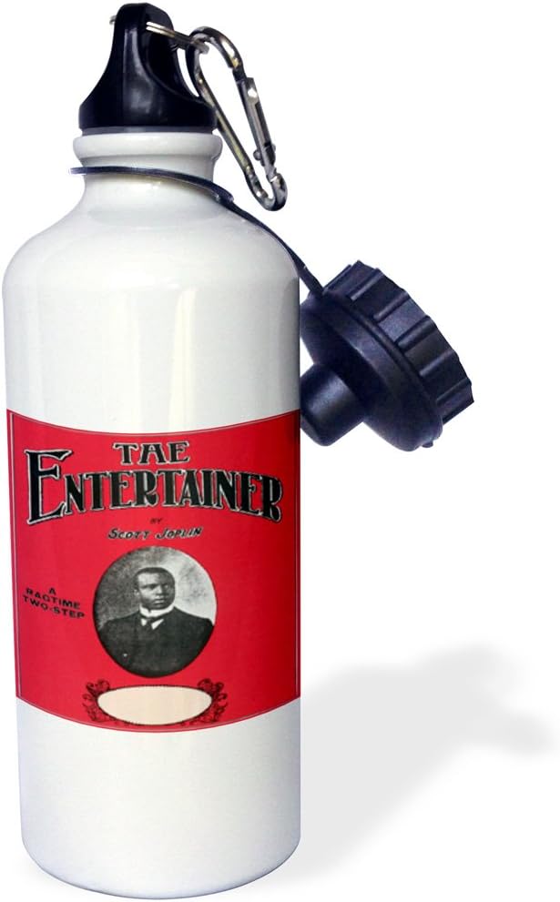 3dRose Entertainer by Scott Joplin a Ragtime Two Step-Sports Water Bottle, 21oz , 21 oz, Multicolored