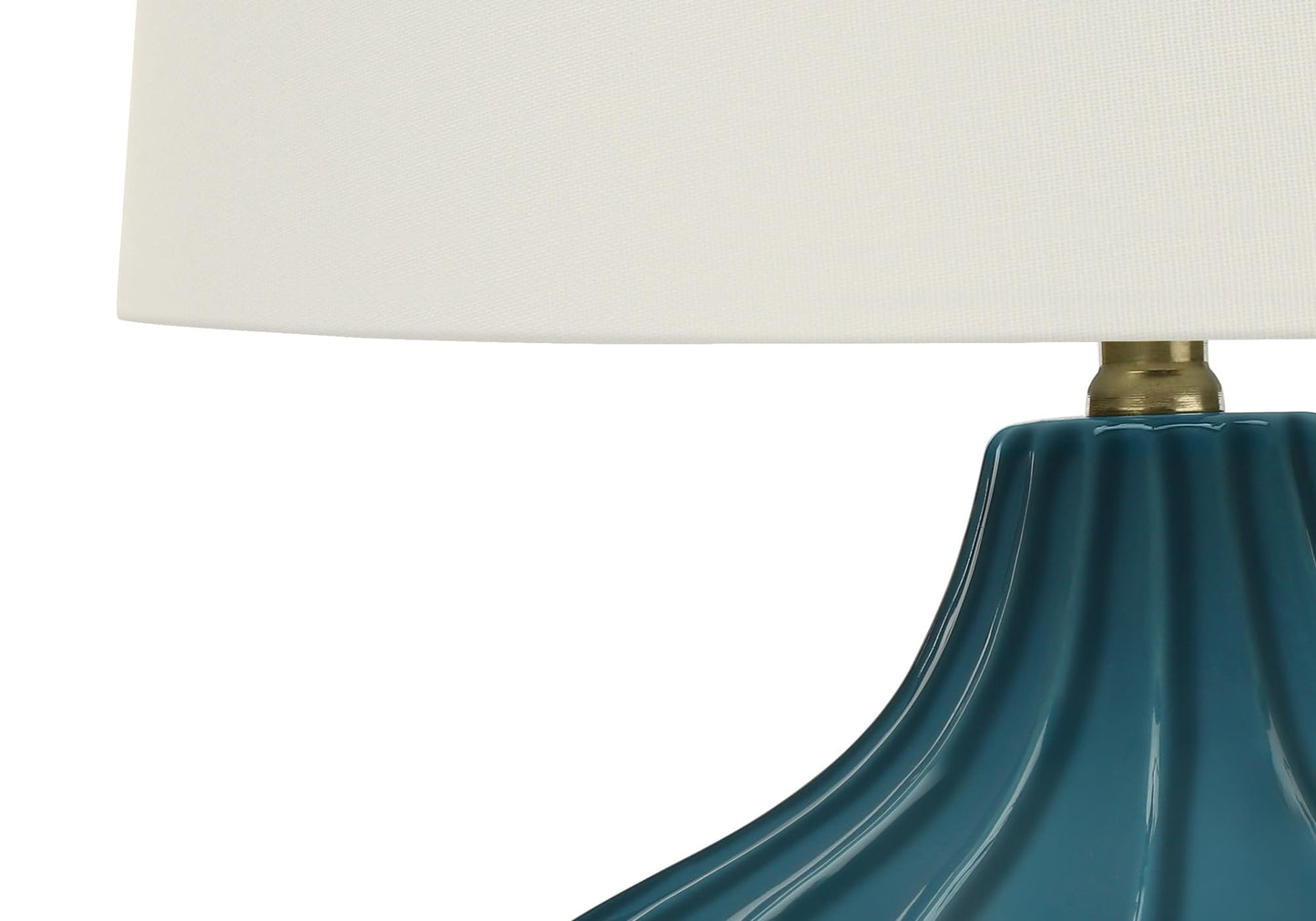 Monarch Specialties 9612 Table Lamp, Blue Ceramic, Ivory Shade, 24.25in H x 16in L x 16in W