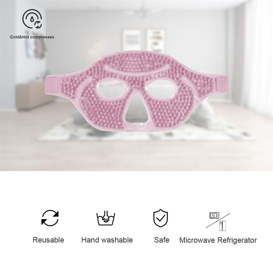 Ruzzut Cooling Gel Facial Mask, 2 PCS Reusable Face Pad for Puffiness & Swelling, Hot Cold Compress Heat Ice Gel Pack with Plush Backing for Migraine & Stress Relief, Pink and Purple