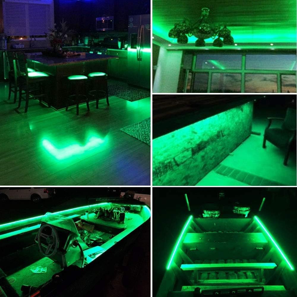 Vbakor Pontoon Boat Led Strip Lights 12V 32.8Ft Green Waterproof Marine Led Light Boat Interior Light Boats Deck Hull nel Lighting Night Fishing Lights For Bass Jon (No Battery)