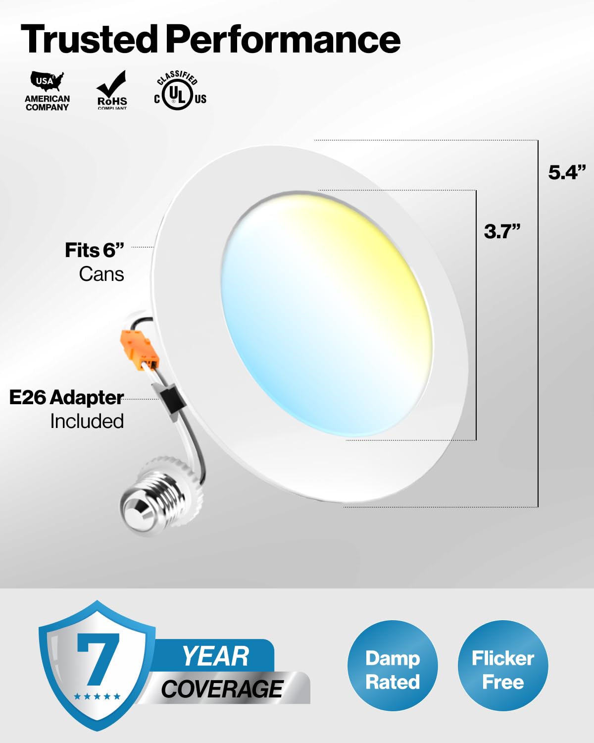 Sunco 8 Pack 4 Inch Led Flat Recessed Light Retrofit Ceiling Can Lighting 800 Lm Selectable Cct 2700K/3000K/4000K/5000K Dimmable 10W=60W 50 000 Lifetime Hours Ul