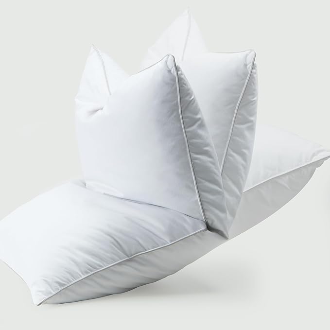 WOLKI Goose Feather Down Alternative Pillows Queen Size Set of 2, 100% Soft Cotton Shell Bed Pillow, Hotel Sleeping Pillow for Back, Stomach or Side Sleepers 20x30