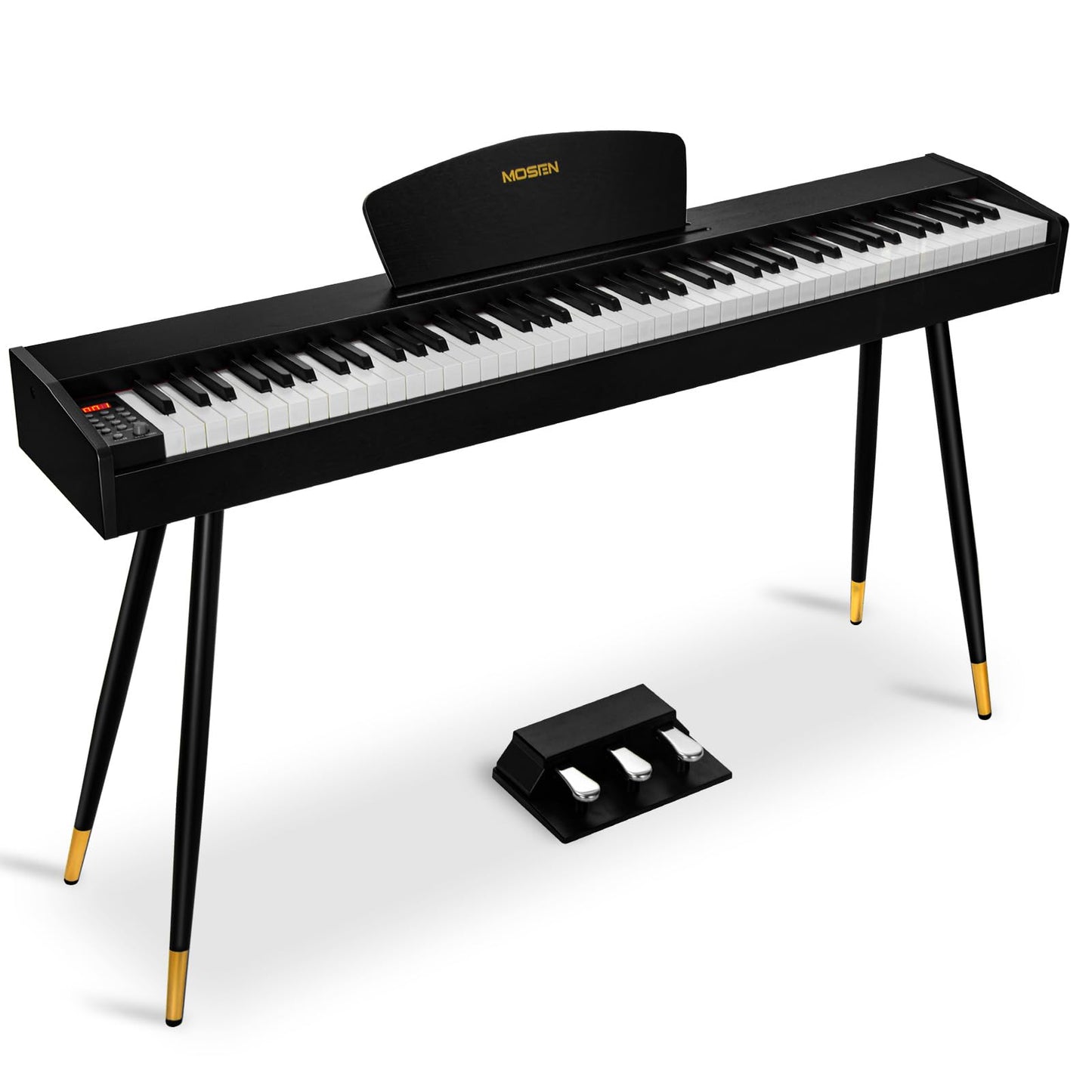 MOSEN 88 Keys Weighted Digital Piano with Furniture Stand & 3-Pedal Unit, Hammer Action Keyboard, Full-size Electric Piano Keybo