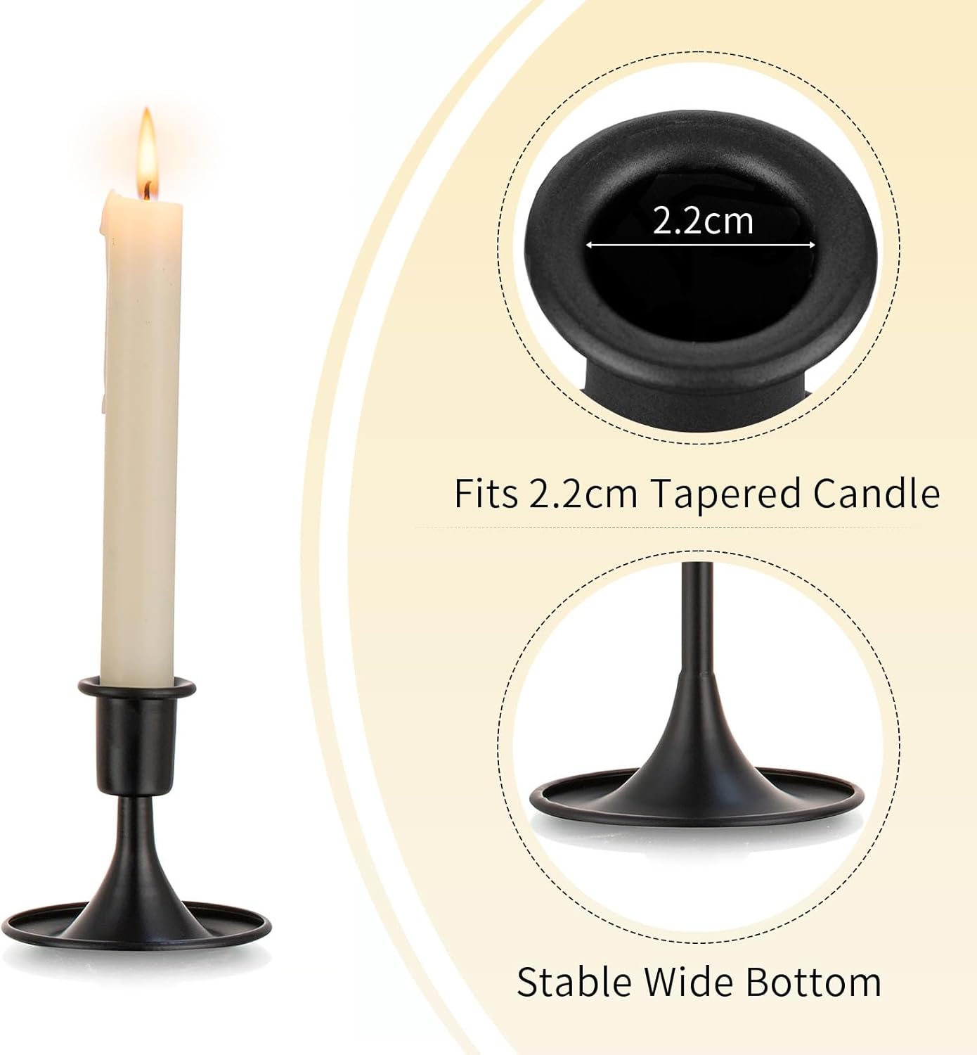 Black Candlestick Candle Holders for Taper :6 PCS Romadedi Candle Stick Holder Set Vintage Table Centerpiece Halloween Decoration Wedding Christmas Fireplace Mantel Home Deocr
