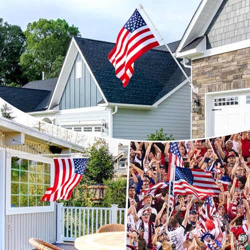 6 FT Flag Pole Kit with Mutil-Position Adjustable Bracket & Metal Tangle Free Flagpole Rings, 1" Thicken Stainless Steel O...