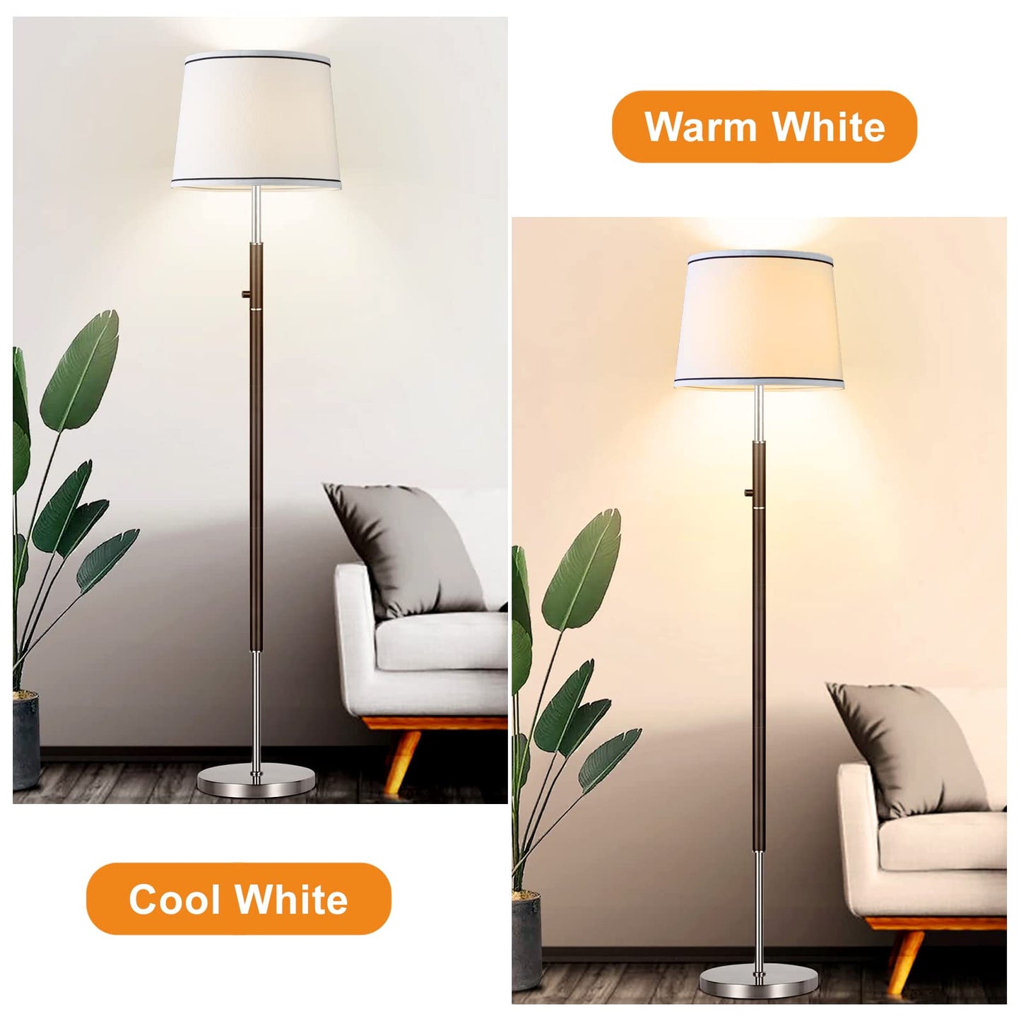 Luvkczc Drum Lampshades Set of 2, Fabric, 13in Top x 11in Bottom x 10in High, White, Model L-31005E
