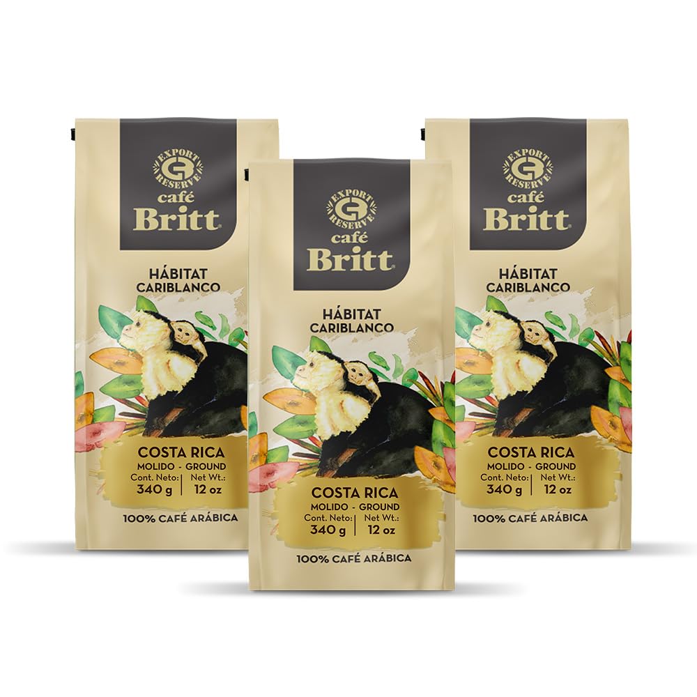 Caf Britt - Costa Rican Habitat Cariblanco Coffee (12 oz.) (3-Pack) - Ground, Arabica Coffee, Kosher, Gluten Free, 100% Gourme