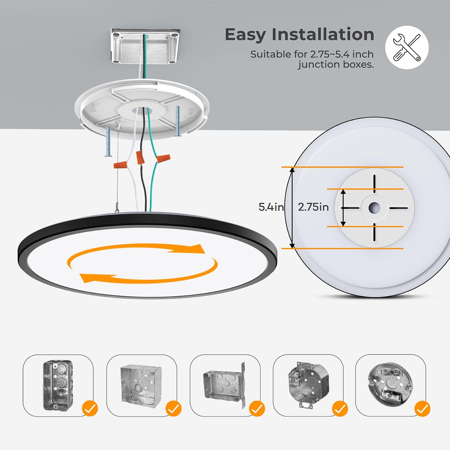 Matane 15.4In Dimmable Led Flush Mount Ceiling Light With Night Light 36W Ceiling Lighting Fixture 3000K/4000K/5000K Selectable Low Profile Ceiling Lights For Bedroom Kitchen Hallway Black