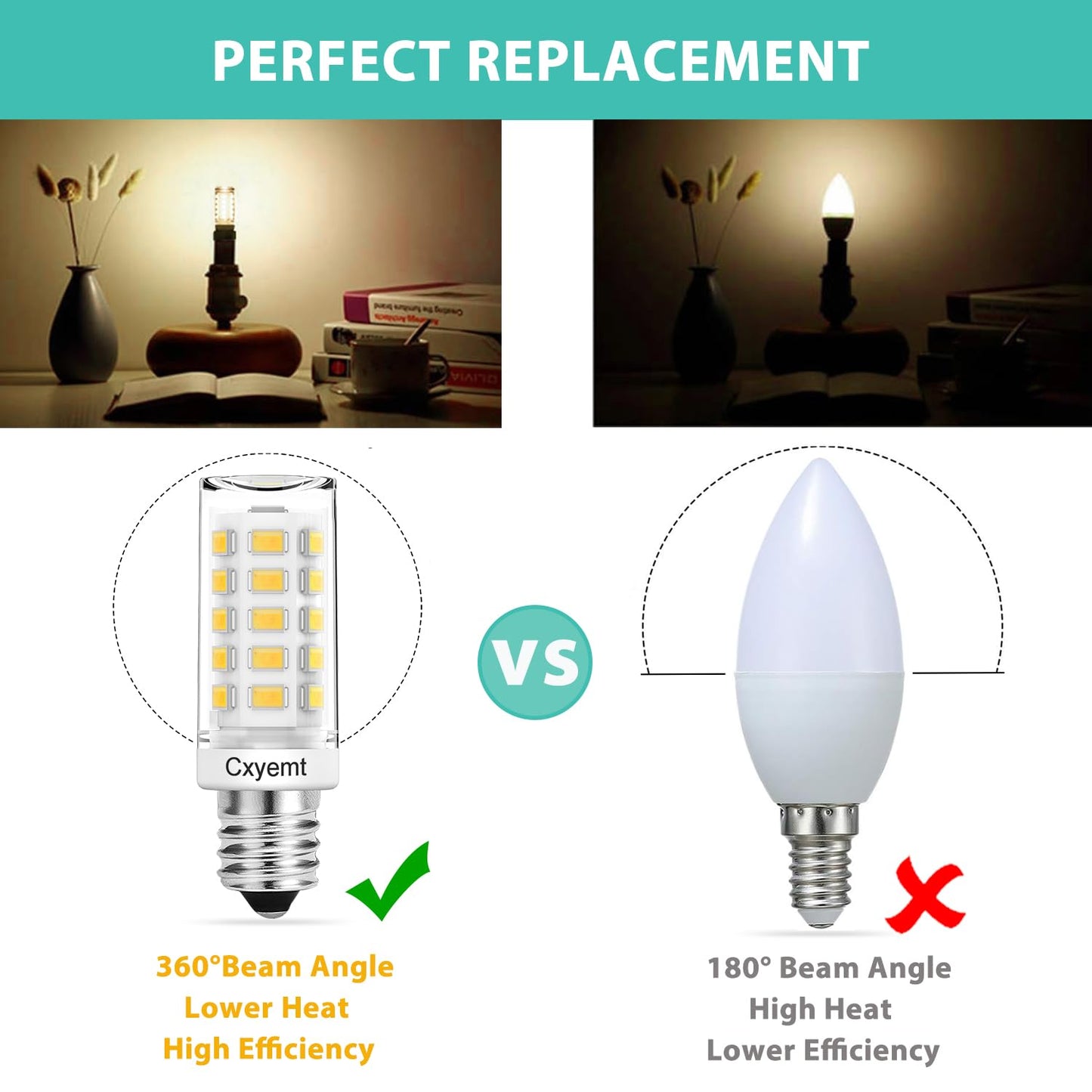 Cxyemt E12 Led Bulb 4W (Equivalent 40 Watt) T4 Candelabra Light Bulbs 4000K Natural White 400Lm Non-Dimmable Non Flicker 360Beam Angle Ac120V E12 Light Bulbs For Chandelier Lighting 6 Pack