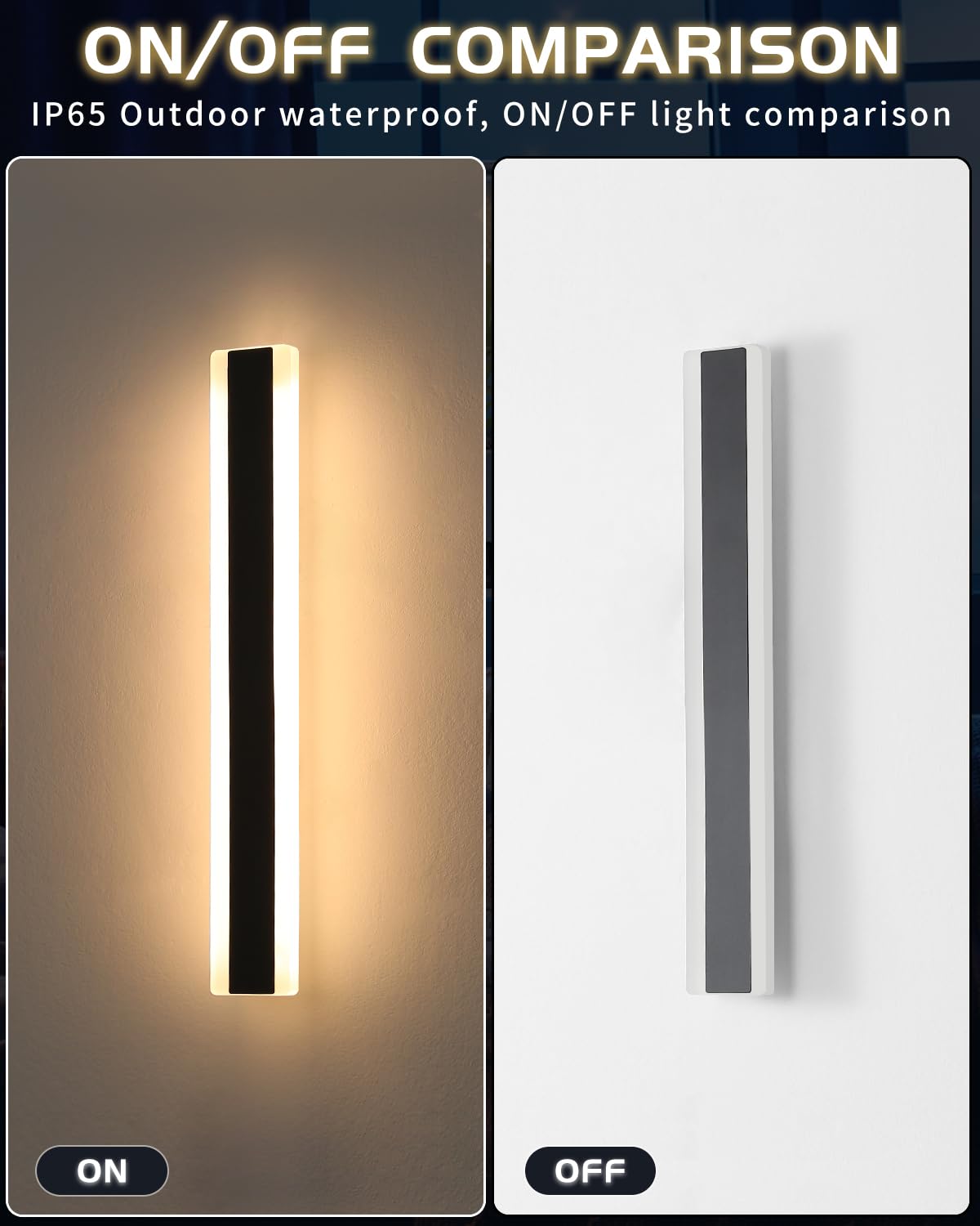 Mikeru 2Pack 39Inch Outdoor Wall Light Fixtures 10%-100% Dimmable Outdoor Wall Lights Exterior Front Porch Light 3000-6000K Wall Mounted Led Lighting For Basement Shop Garage Lighting