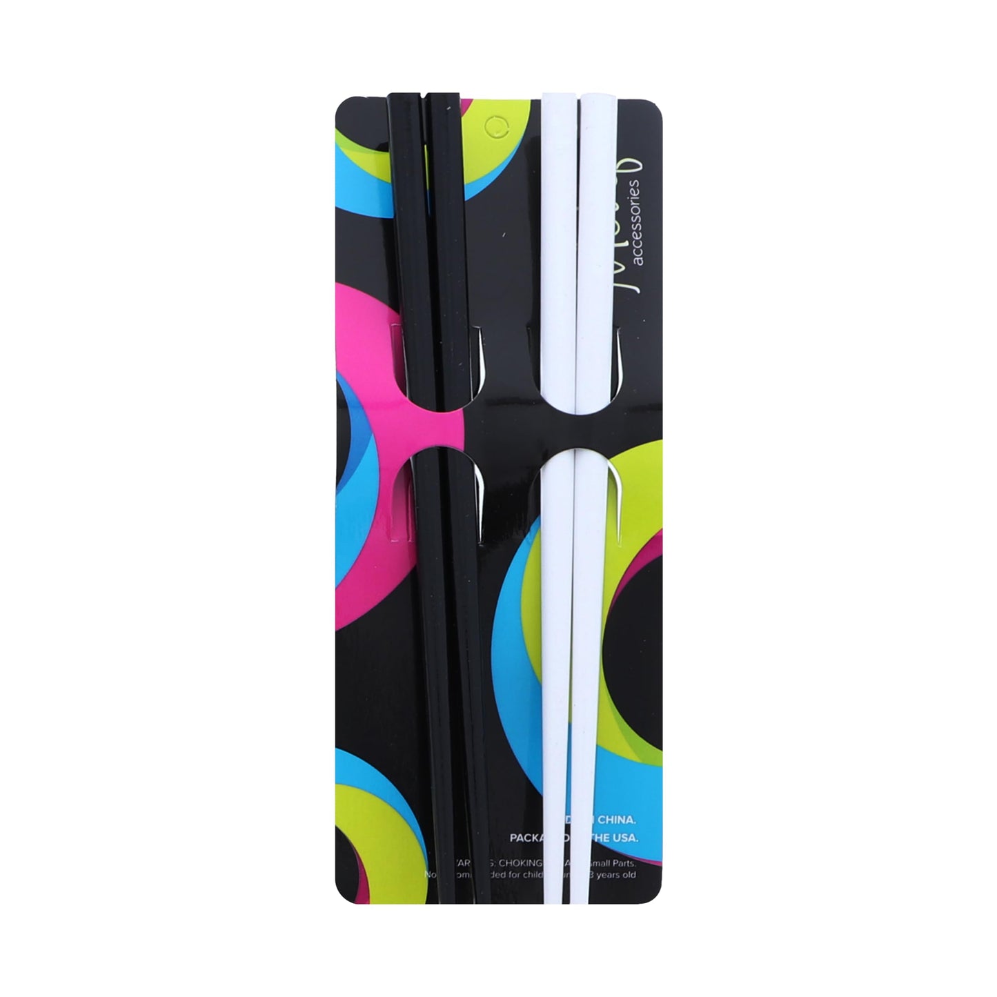 2 Sets of Wooden Hair Sticks Chopsticks - Black & White