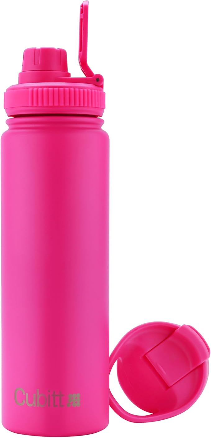 Cubitt Insulated Sports Hydro Water Bottle 24 oz, 2 Lids (Coffee Lid and Wide Mouth Twist Sports Lid), Stainless Steel, Double Walled. Cold for up to 24 hours, Hot for up to 12 hours Sand