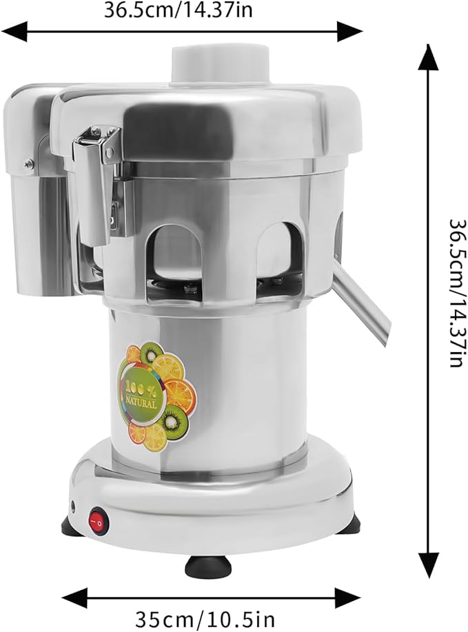 370W Commercial Fruit Juicer, Slag Juice Separation Juicer Machine, 2.8L Stainless Steel Pure Juice Extractor, 2800RPM, Low Noise, Automatic Pulp Separator, for Home, Restaurant, Cafe