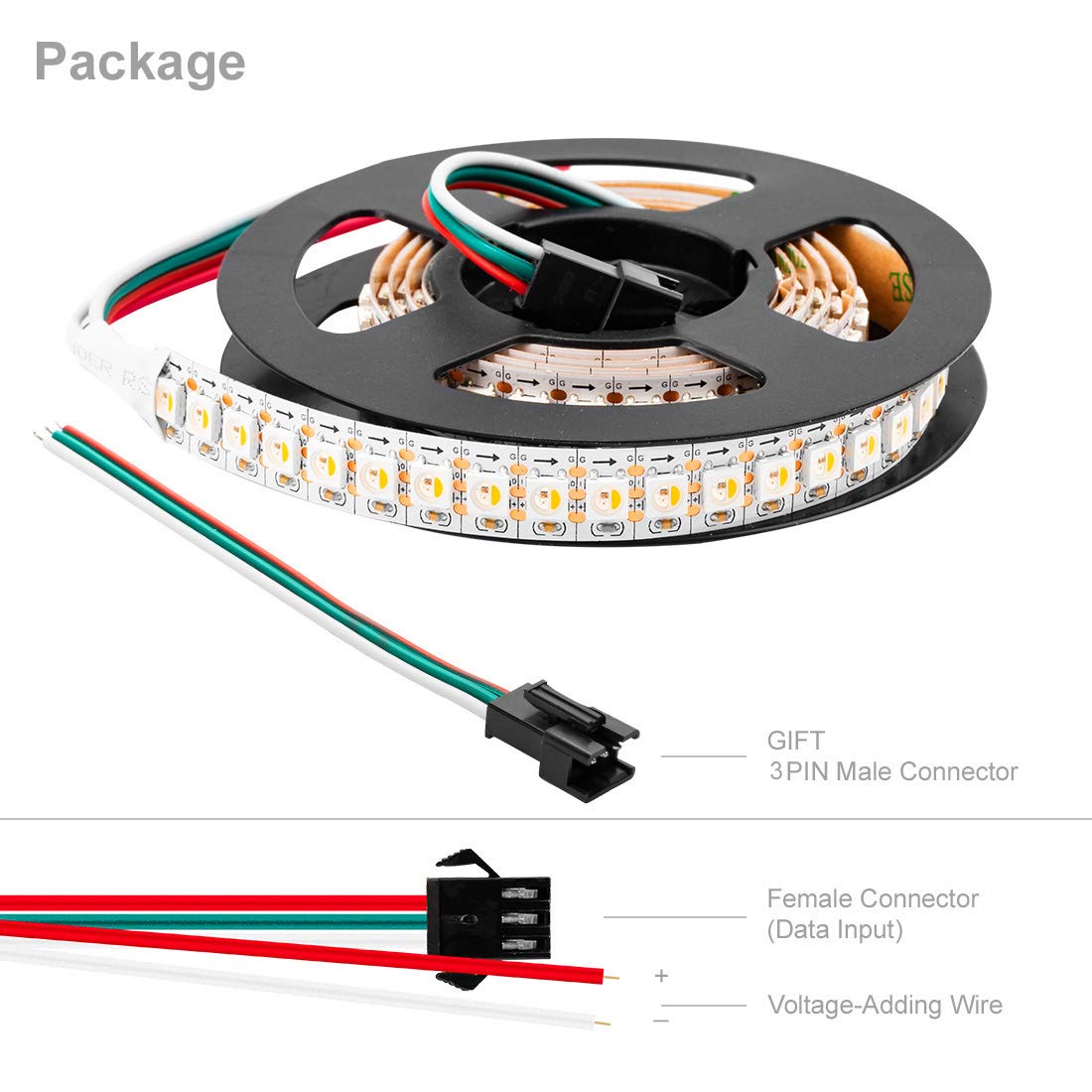 Btf-Lighting Rgbw Rgb+Warm White Sk6812 (Similar Ws2812B) Individually Addressable 3.3Ft 1M 144(2X72) Leds Flexible 4 Colors In 1 Led Dream Color Led Strip Ip30 Non-Waterproof Dc5V White Pcb