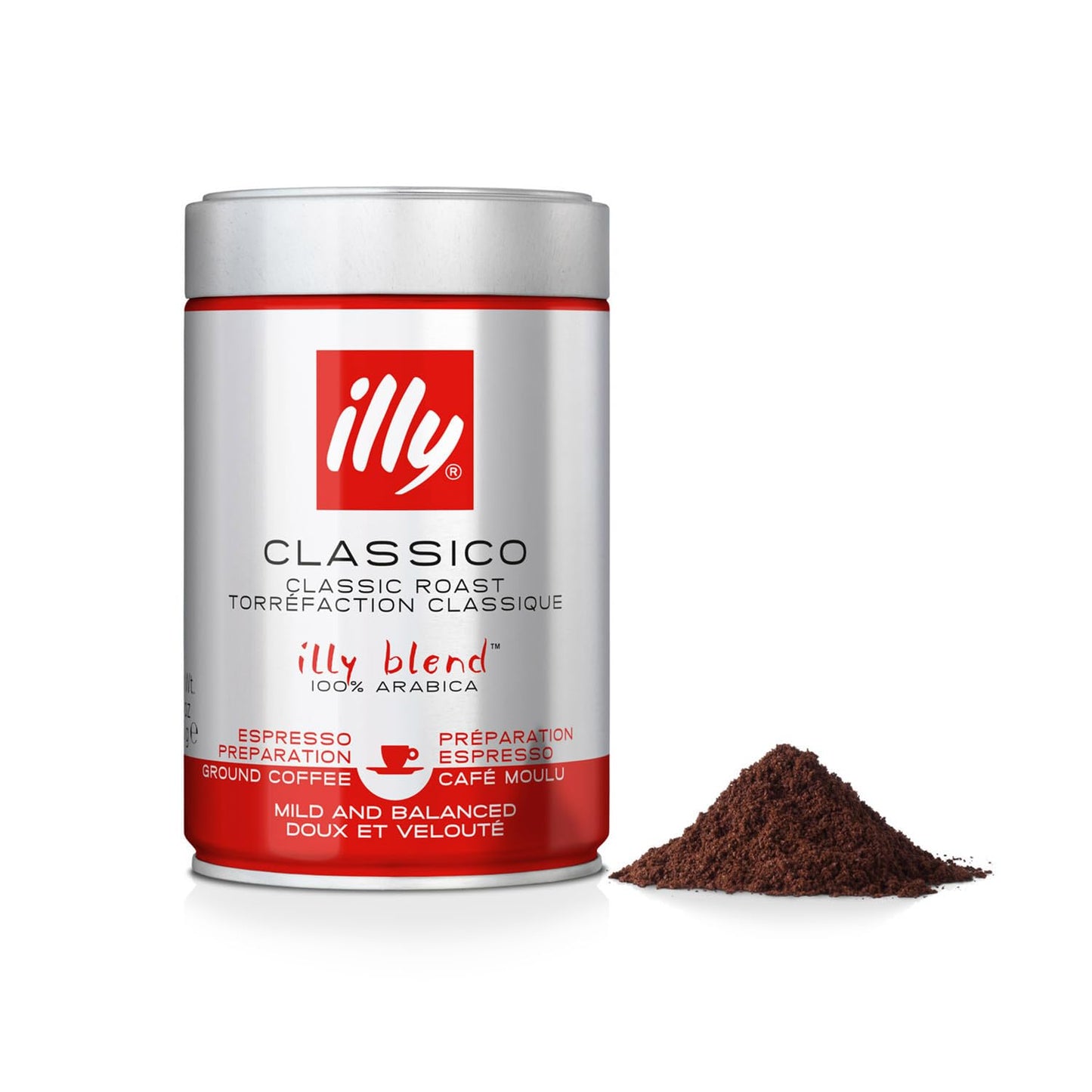 illy Ground Coffee Espresso - 100% Arabica Coffee Ground - Classico Medium Roast - Notes of Caramel, Orange Blossom & Jasmine -