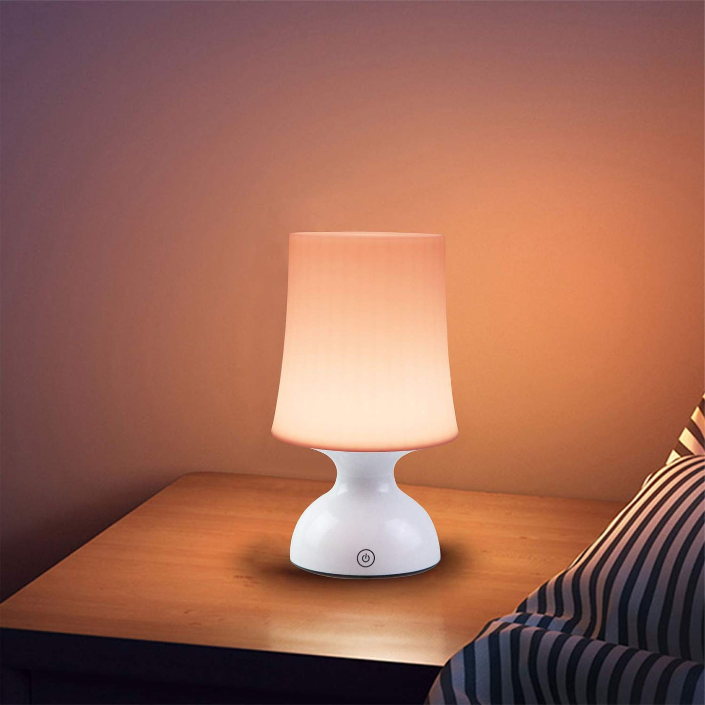 RiverLux LED Lamp, Battery Powered, Pink Table Decor, Model RL-NV002-WP, Peach Pink and White