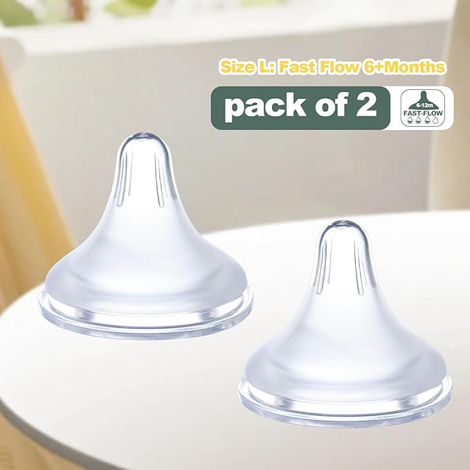 Bottle Nipples Compatible with Spectra with Baby Safe Soft Silicone,Medium Flow Nipples for Bottles Compatible with Spectra,Size 0-12 Month,2PCS (L)