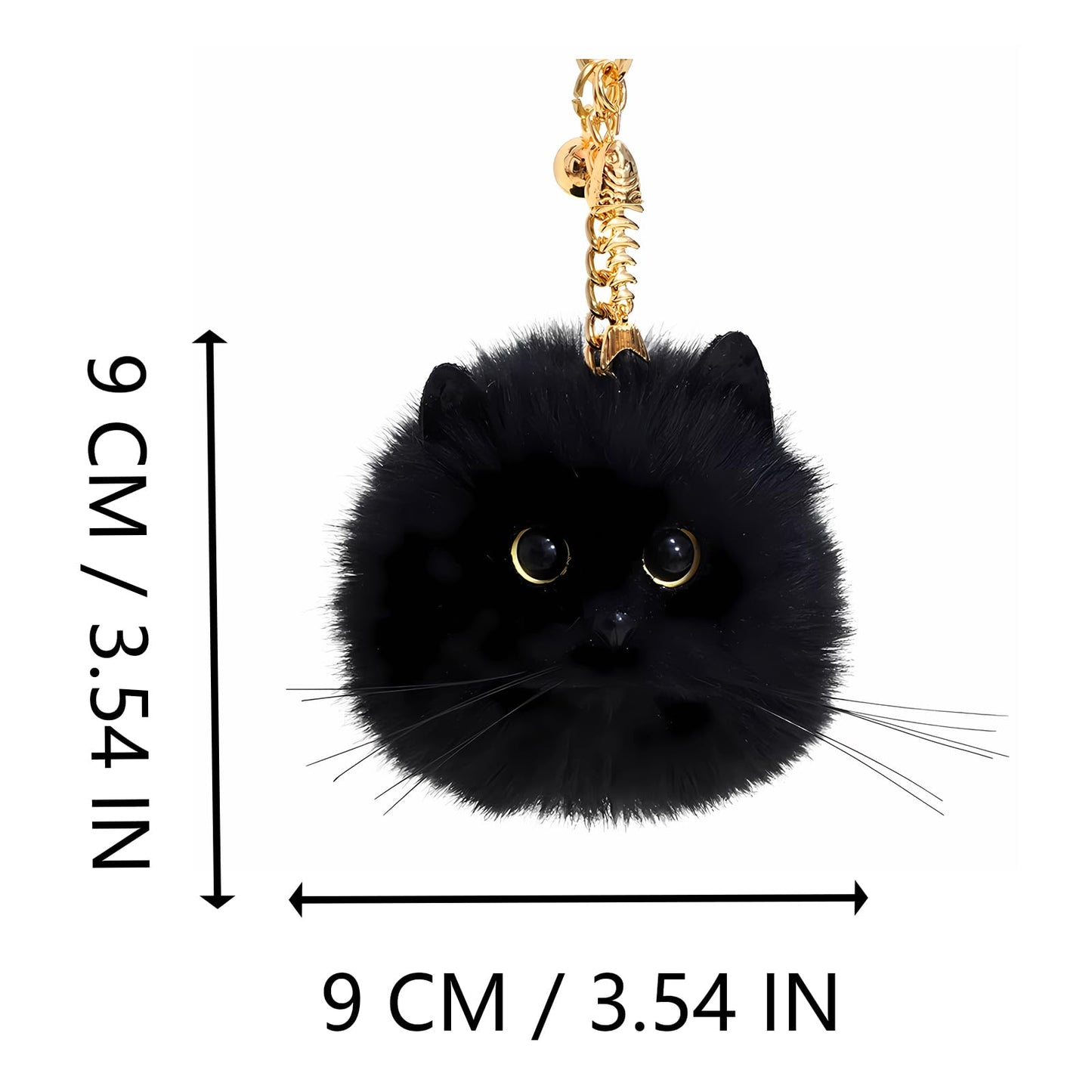 HUIJUFU Cute Cat Plush Keychain for Women - Adorable Cat Key Chain Accessory (black)