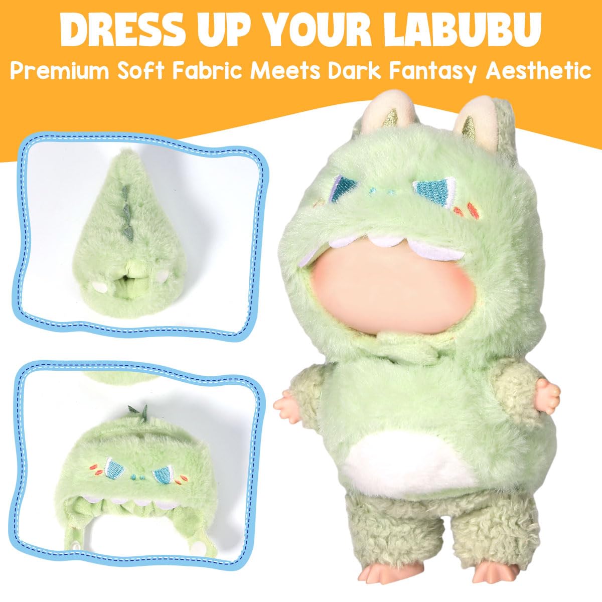 AICase for 17cm Doll Dinosaur Clothes/Outfit,Clothing Set for 17cm Doll,2 Piece Set Hat Clothing,Boys and Girls Stylish Adorable Clothes Accessories-03