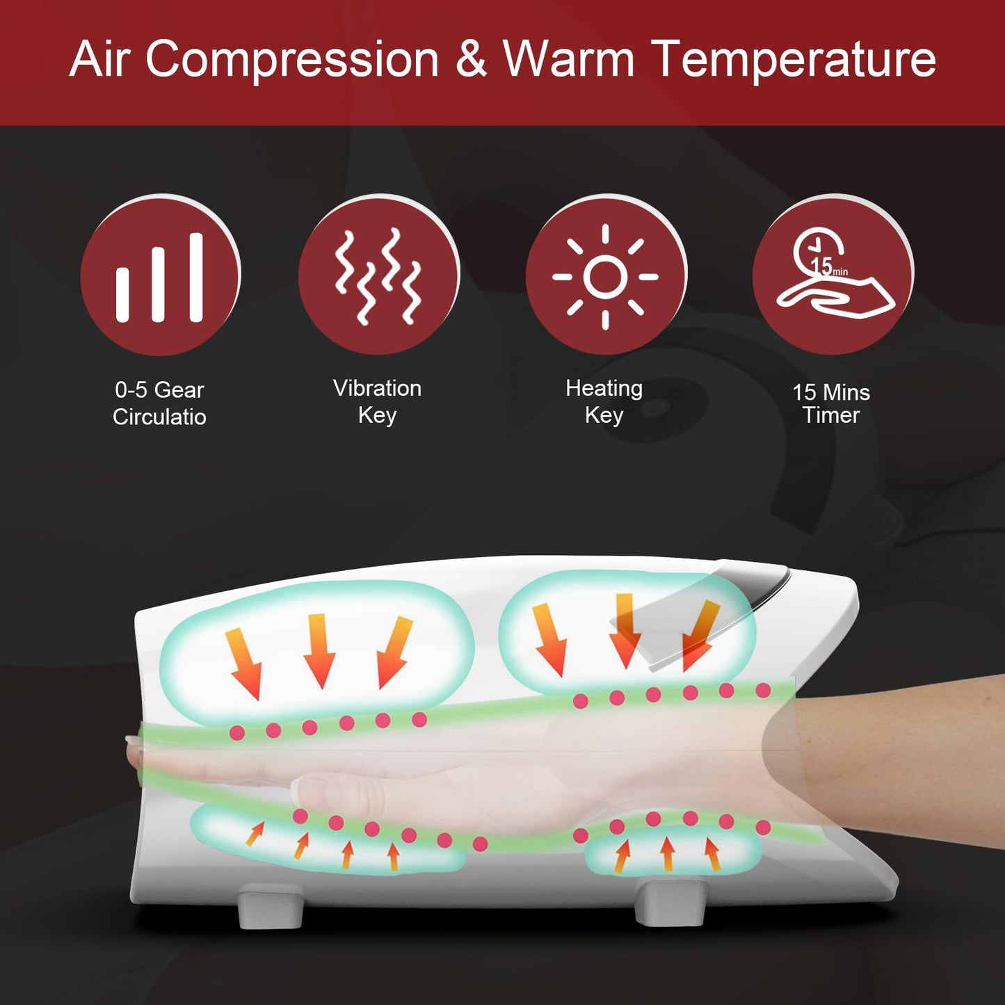 Xllent Hand Massager with Compression & Heating,Birthday Gifts for Women Men Mom Grilfrend - Electric Hand Massager for Arthritis and Carpal Tunnel(White)