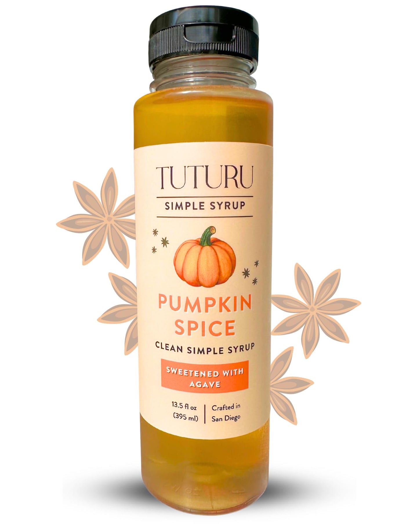 Pumpkin Spice Agave Simple Syrup for Coffee Cocktails Matcha - Sweetened with Agave Nectar - Infused with Real Pumpkin Spices - 13.5 oz