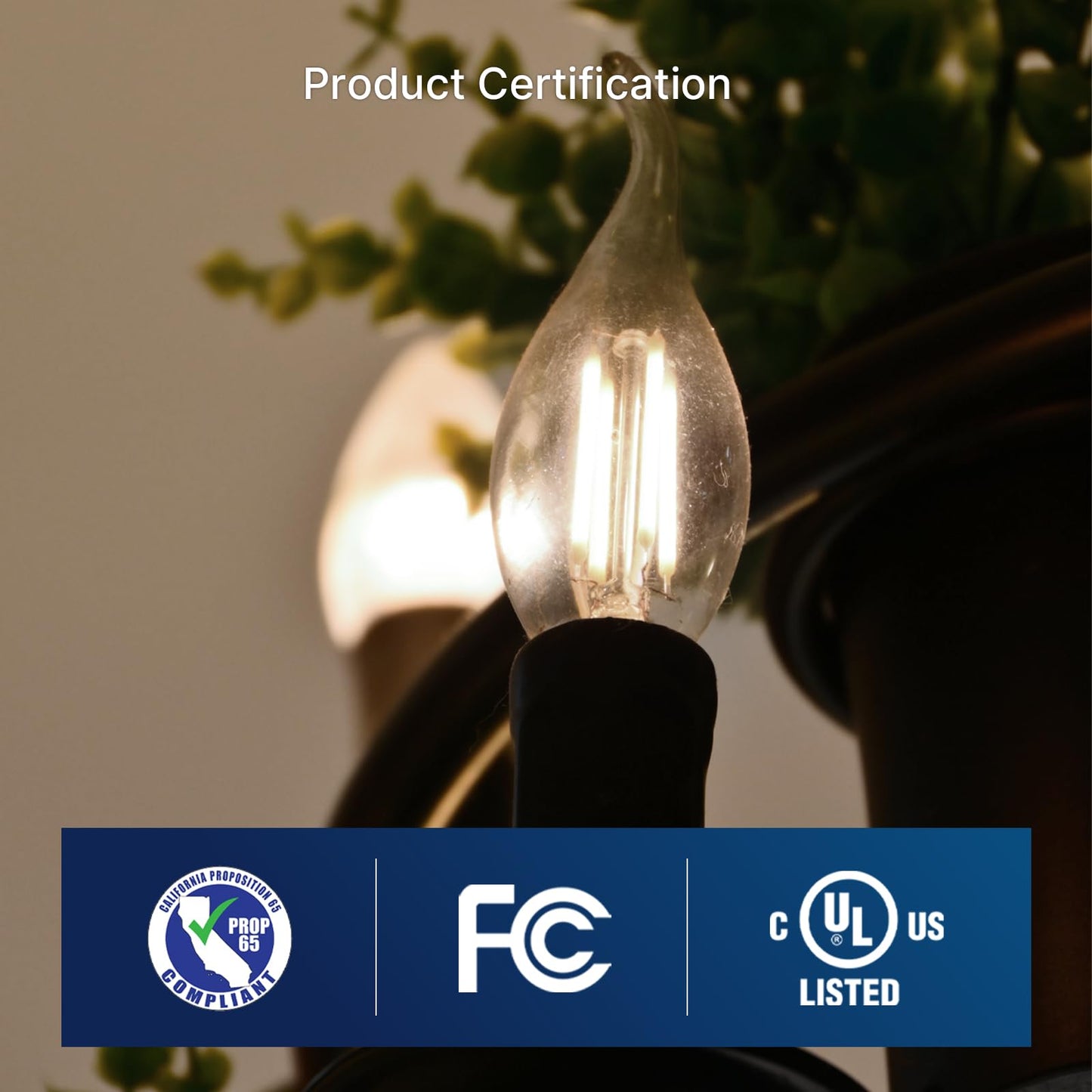 FLSNT LED Chandelier Bulbs, Dimmable, 60W Equivalent, 550LM, 12 Pack, Glass, 5000K Daylight