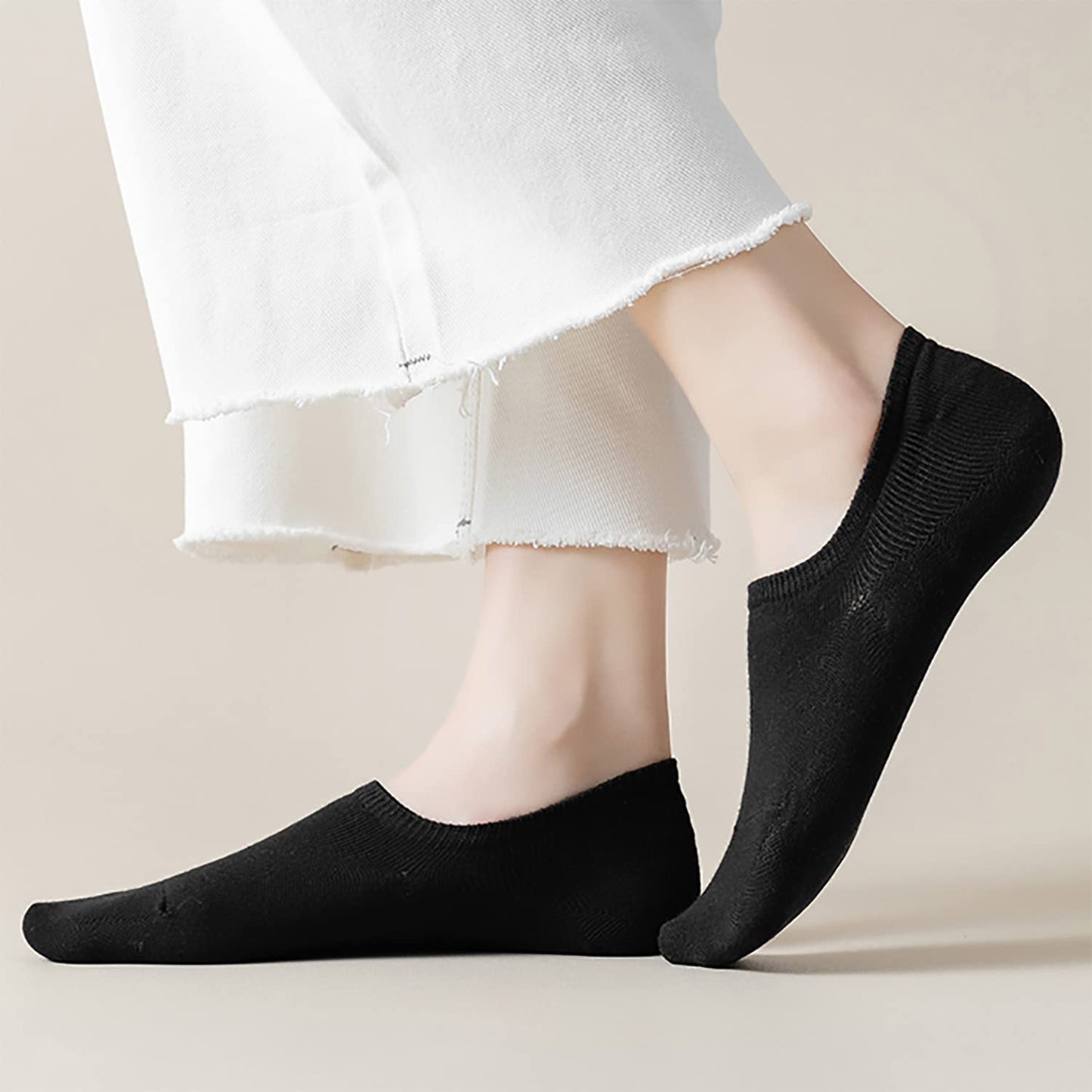 BERING No Show Socks Womens Thin 6 Pairs for Flats Slip On Sneakers Low Ankle Footies Socks, Size 6-9, Black