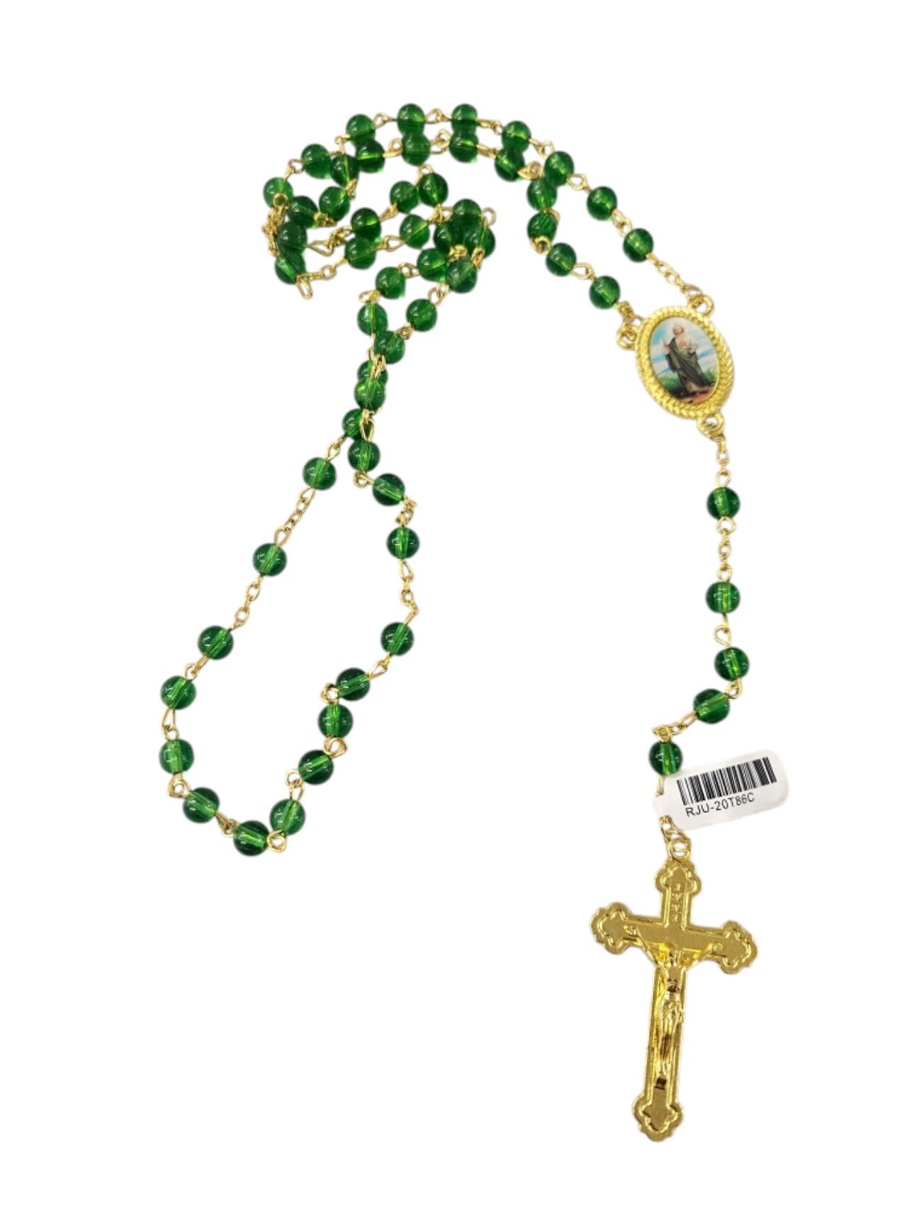 CLGIFT 12 Pcs Saint St. Jude Baptism Party Favors Green Gifts Recuerdos Bautizo San Judas Tadeo Baptism Memorial Favors (Glass R