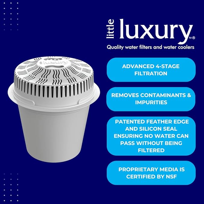 Little Luxury Vitality Mini Water Cooler with Filter, Countertop, Fill At Your Tap, Refillable, BPA-Free 1.8-Gallon Bottle, Filter and Cools Tap Water