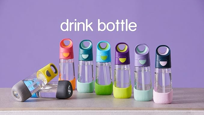 b.box Kids Water Bottle – Tritan Toddler Drink Bottle with Straw for School, Daycare, Travel w/Easy-Grip Triangular Design, Leak Proof Lid & Handle, BPA Free, Dishwasher Safe (Lemon Sherbet)