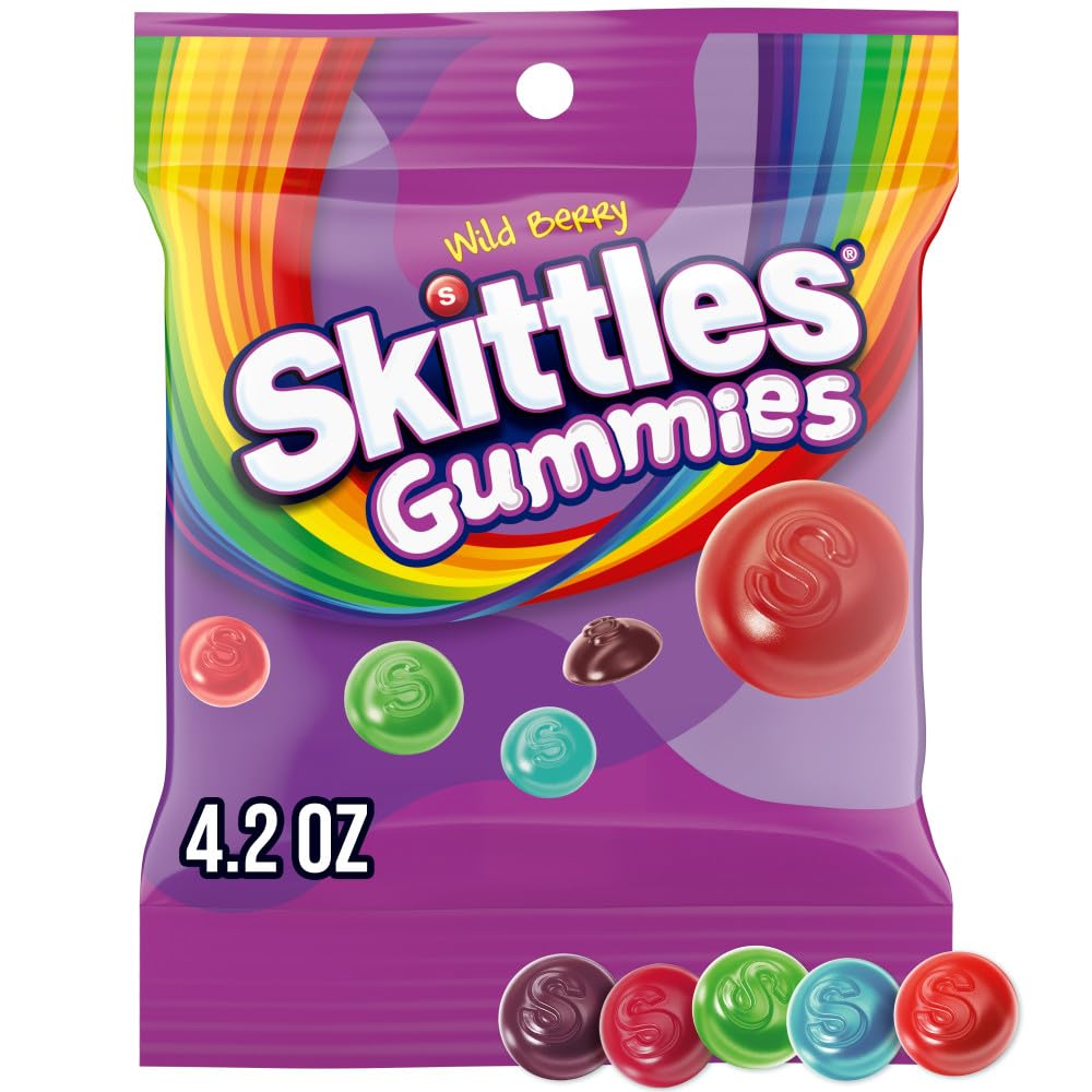 SKITTLES Gummies Wild Berry Fruit Gummy Candy 4.2 Oz Bags (Pack of 12)