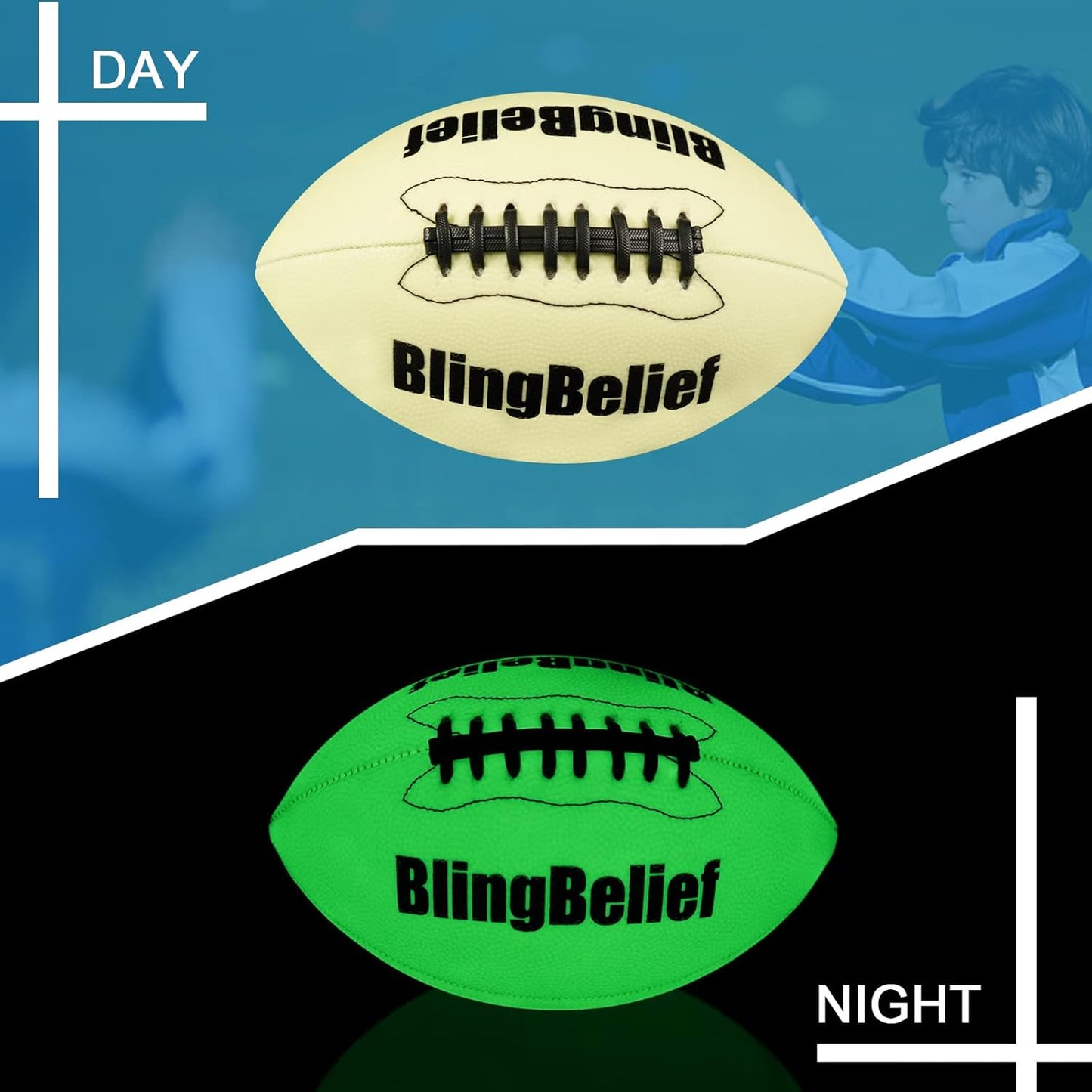 Super Bright Glow in The Dark Baseball,Soccer Ball,Volleyball,Football, Light Up Luminous Baseball, Official Size and Weight Football, Recreational Use Practice Volleyball