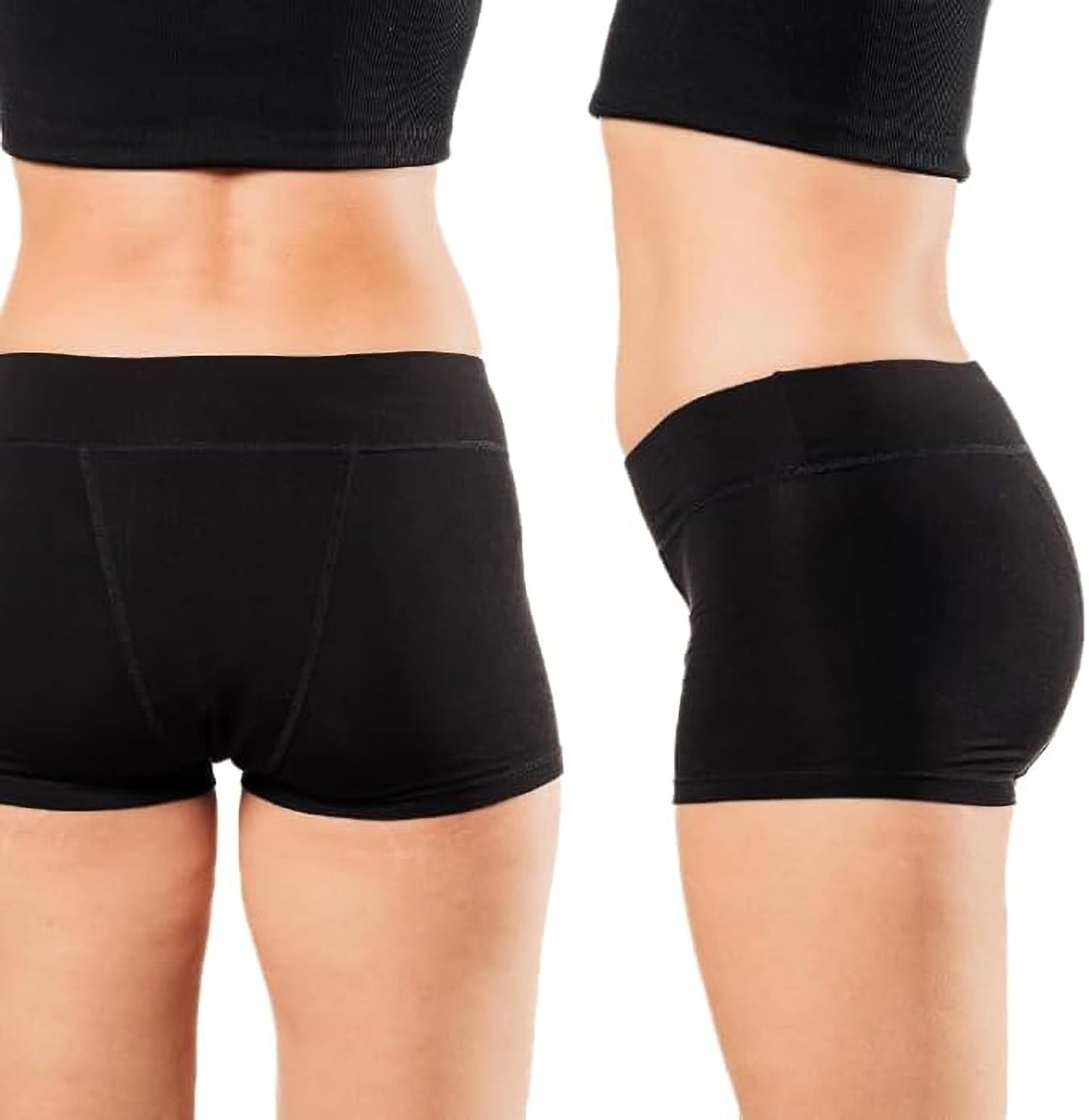 Bambody Absorbent Boxer: Period Underwear for all Day and Night Protection - 2 Pack: Black - Size 7