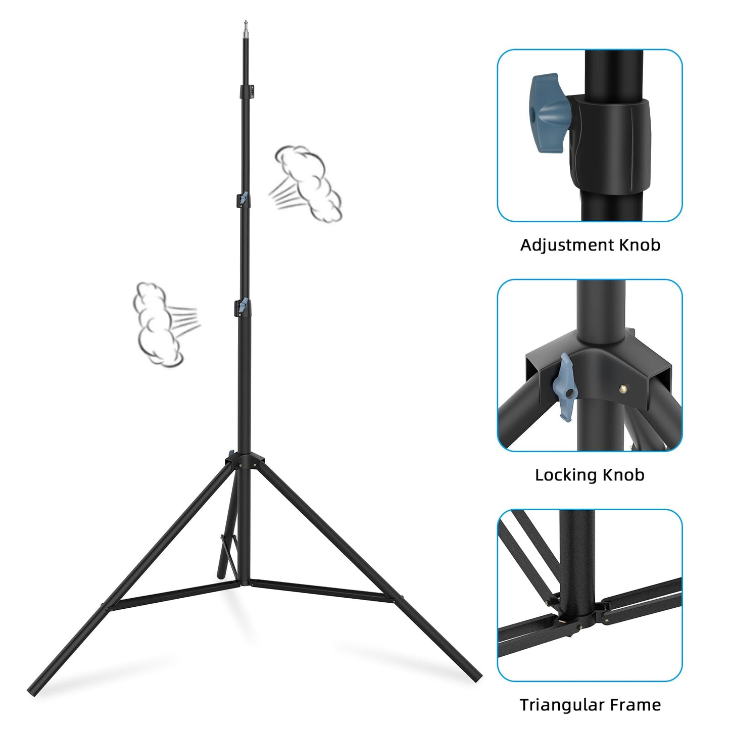 20FT/6M Tripod Stand - Heavy Duty Tripod Stand - Tall Tripods Air-Cushioned Telescoping Light Stand for Photography Overhead Shots, Action Camera, Sports(Aluminum Alloy)
