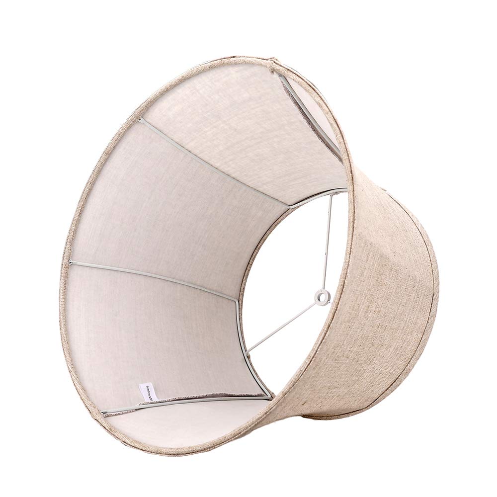 TOOTOO STAR Large Drum Lamp Shade for Chandeliers, 12x16x11in, Brown, Fabric Natural Linen, Model 0203