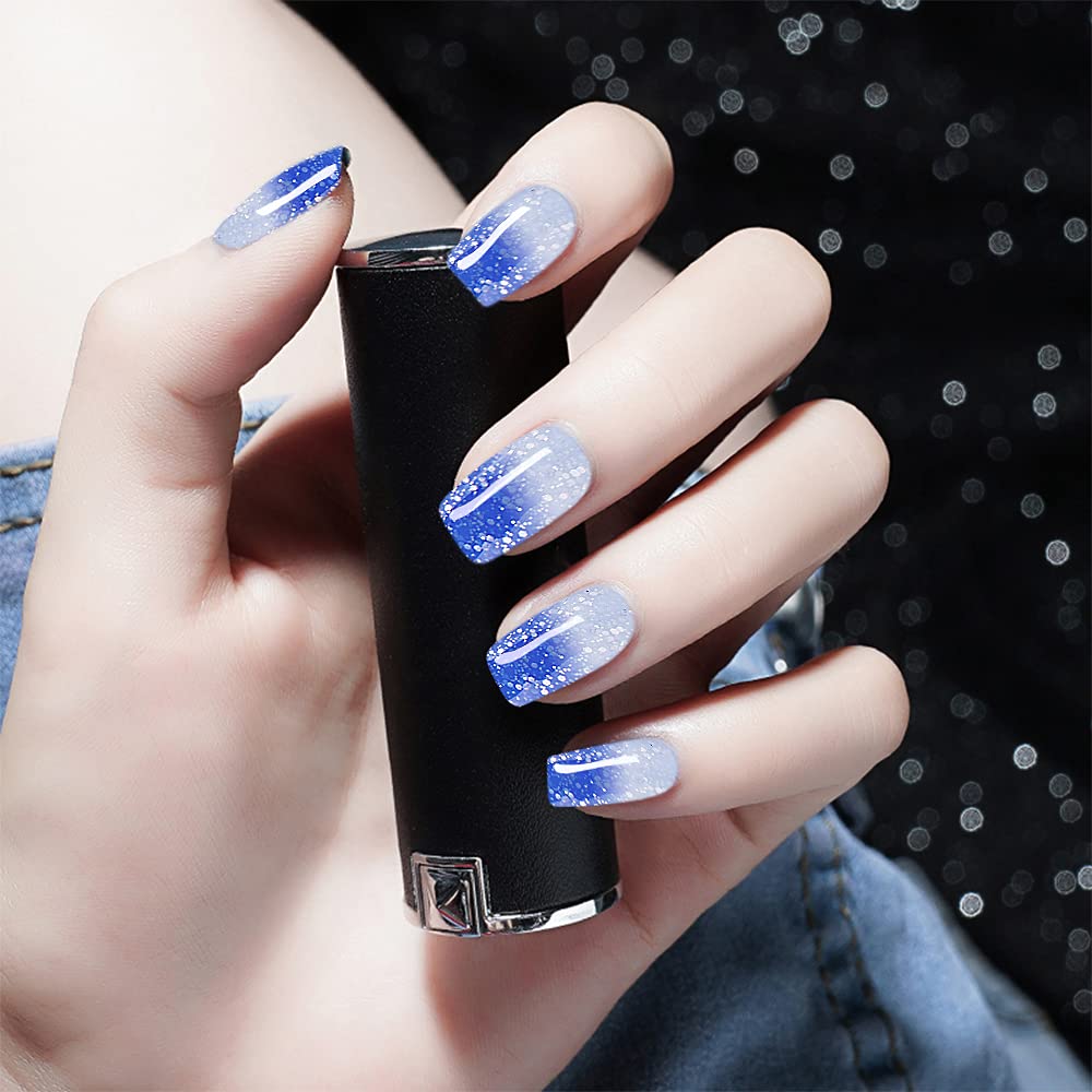 Omainy Gel Nail Polish Set -Color Changing Gel Nail Polish Set Red Grey Black Purple Blue Pink Red Lavender Blue Color Changing