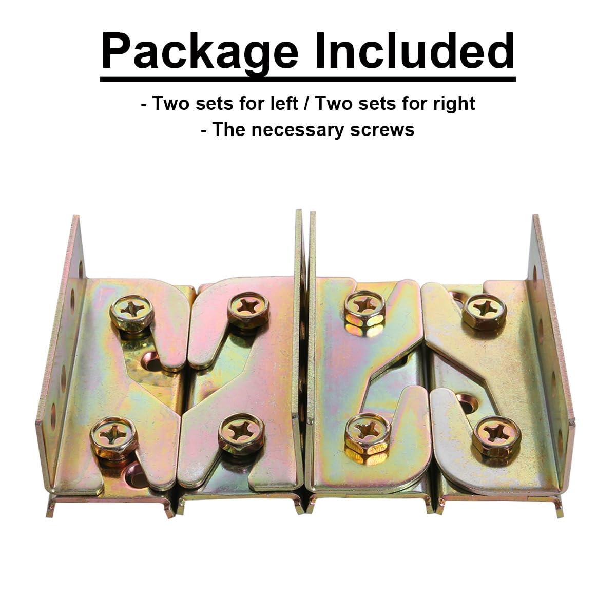 KASUNEN Bed Rail Brackets - Wooden Bed Frame Hardware - Heavy Duty Non-Mortise Bed Rail Fittings - Set of 4 (Screws Included)