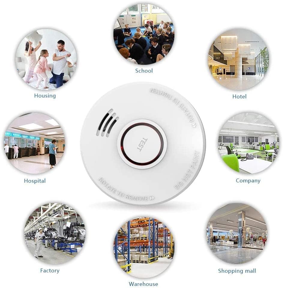 LSHOME Smoke Detector Fire Alarms 9V Battery Operated Photoelectric Sensor Smoke Alarms Easy to Install with Light Sound Warning, Test Button,9V Battery Included Fire Safety for Home (3)