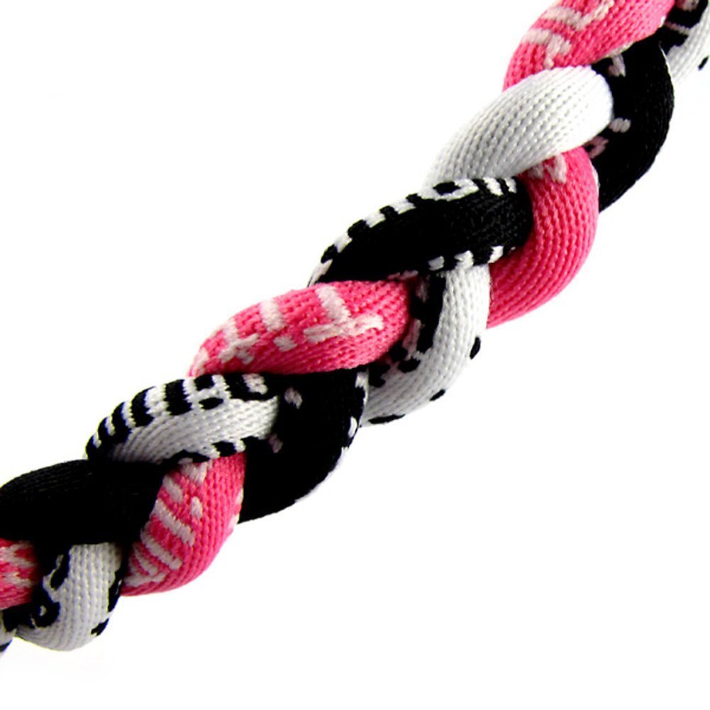 MapofBeauty 18 Sport Style Three Colors Fashion Three Braided Rope Tornado Necklace (Pink/Black/White)