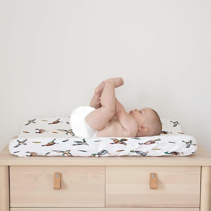 Country Duck Pheasant Baby Changing Pad Cover Wild Ducks Birds Feathers Baby Diaper Changing Table Sheets for Boy Girl Soft Breathable Stretch Fitted Diaper Change Table Pad Mats Covers 32''x16''