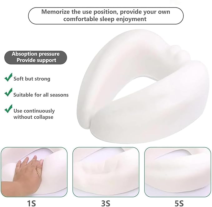 Travel Neck Pillow,Travel Pillow for Airplanes,Aircraft Memory Foam Travel Neck Pillow (Gray)…