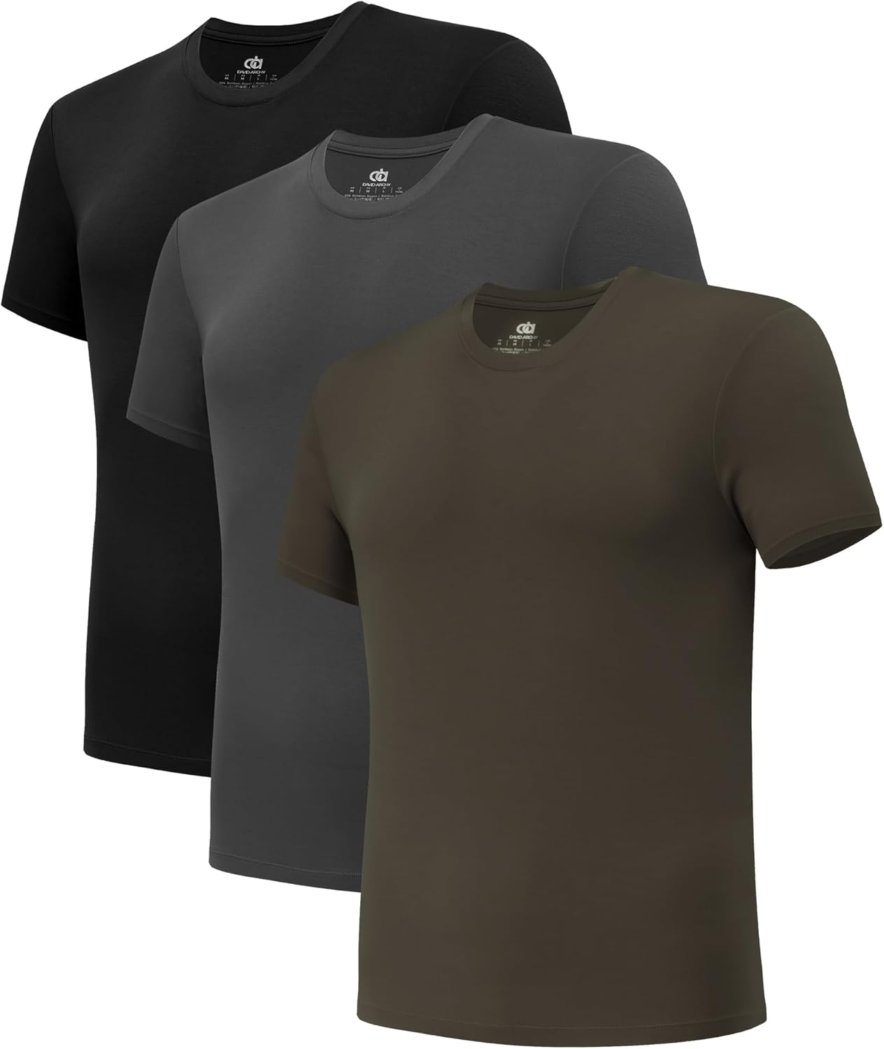 DAVID ARCHY Men's Undershirt Bamboo Rayon Moisture-Wicking Crewneck T-Shirts Stretch Tees for Men, 3 or 5 Pack
