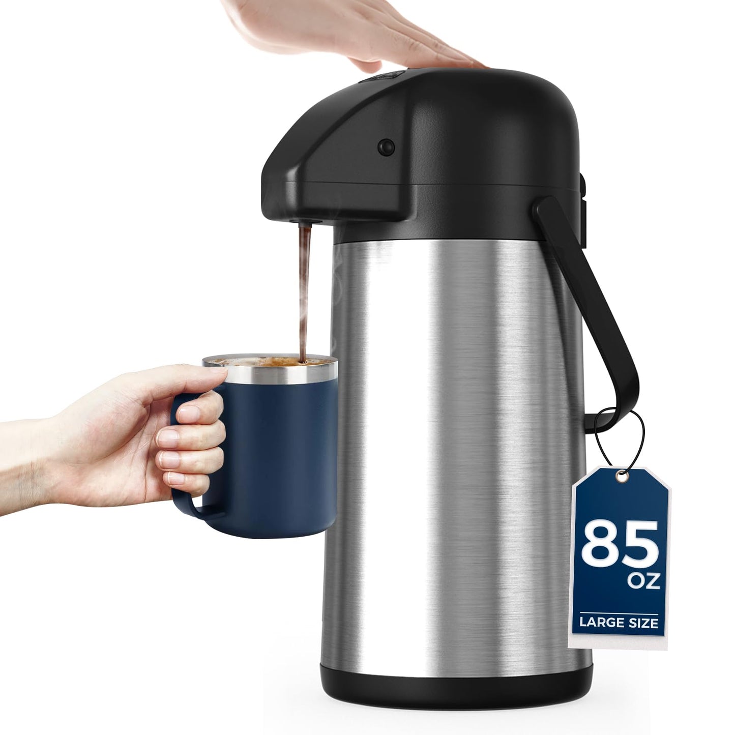 Coffee Carafe for Keeping Hot - Gezoss 85OZ / 2.5L Airpot Coffee Dispenser with Pump - Large Coffee Carafe for Hot Drinks Tea Li