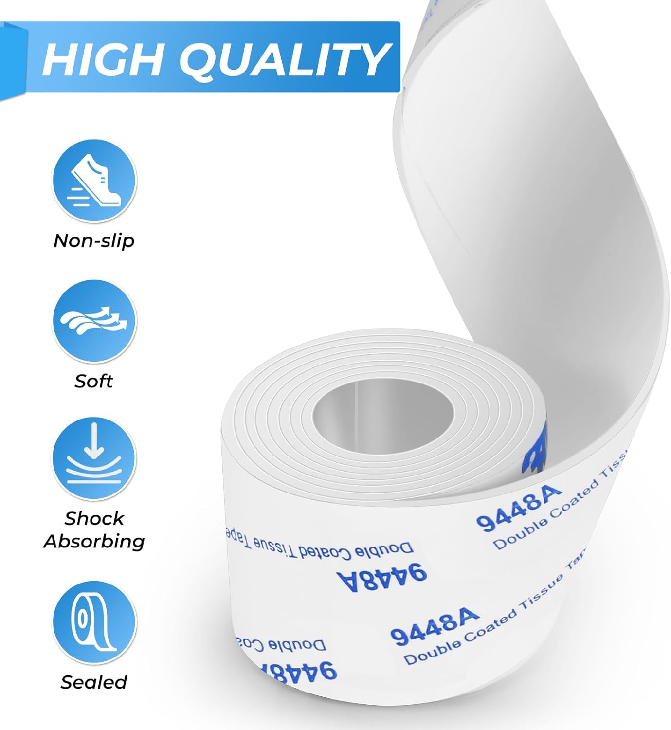Non Slip Furniture Pads, 2 Rolls Rubber Furniture Pads Non Slip Pad, Anti Skid Pads for Furniture, Adhesive Rubber Tape for Any Furniture and Appliances 4x40 inch+1x40 inch White