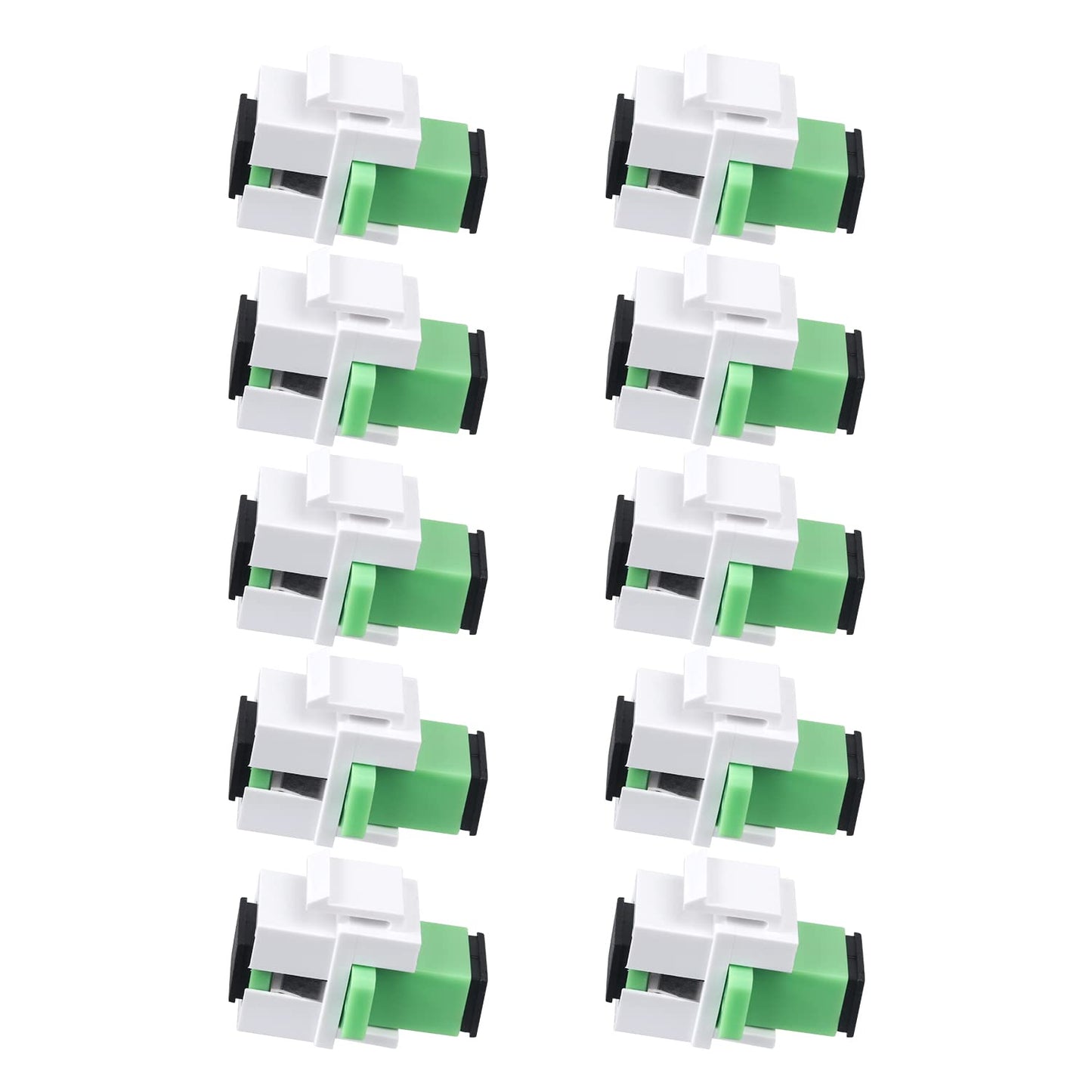 fyboptwu - 10 pcs Fiber Optic Coupler SC Keystone Jack Coupler SC Simplex Singlemode APC Adapter for Fiber Wall Plate (White)-Like New