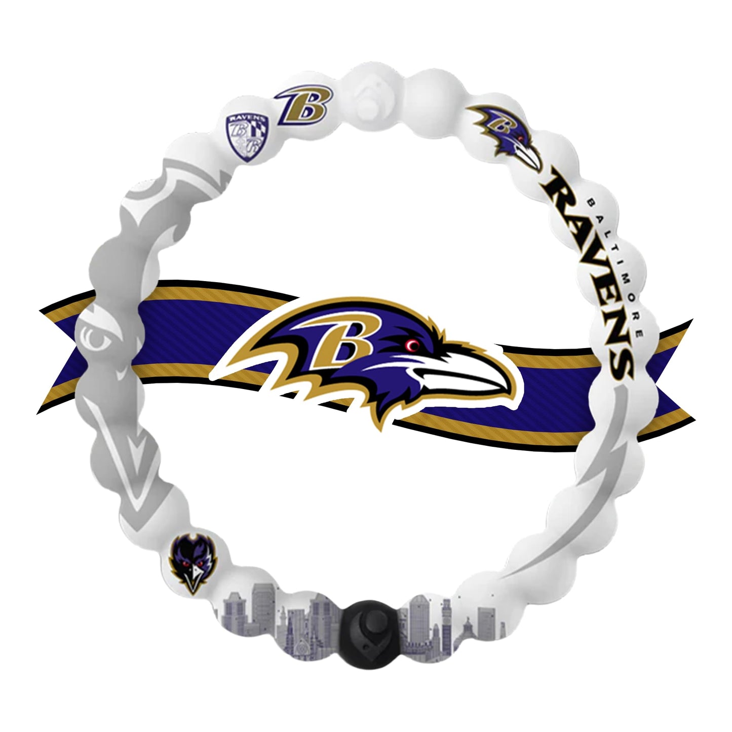Lokai NFL Football Collection Silicone Beaded Bracelet, Baltimore Ravens Home Field (Large) - Beaded Bracelet for Women & Men, S